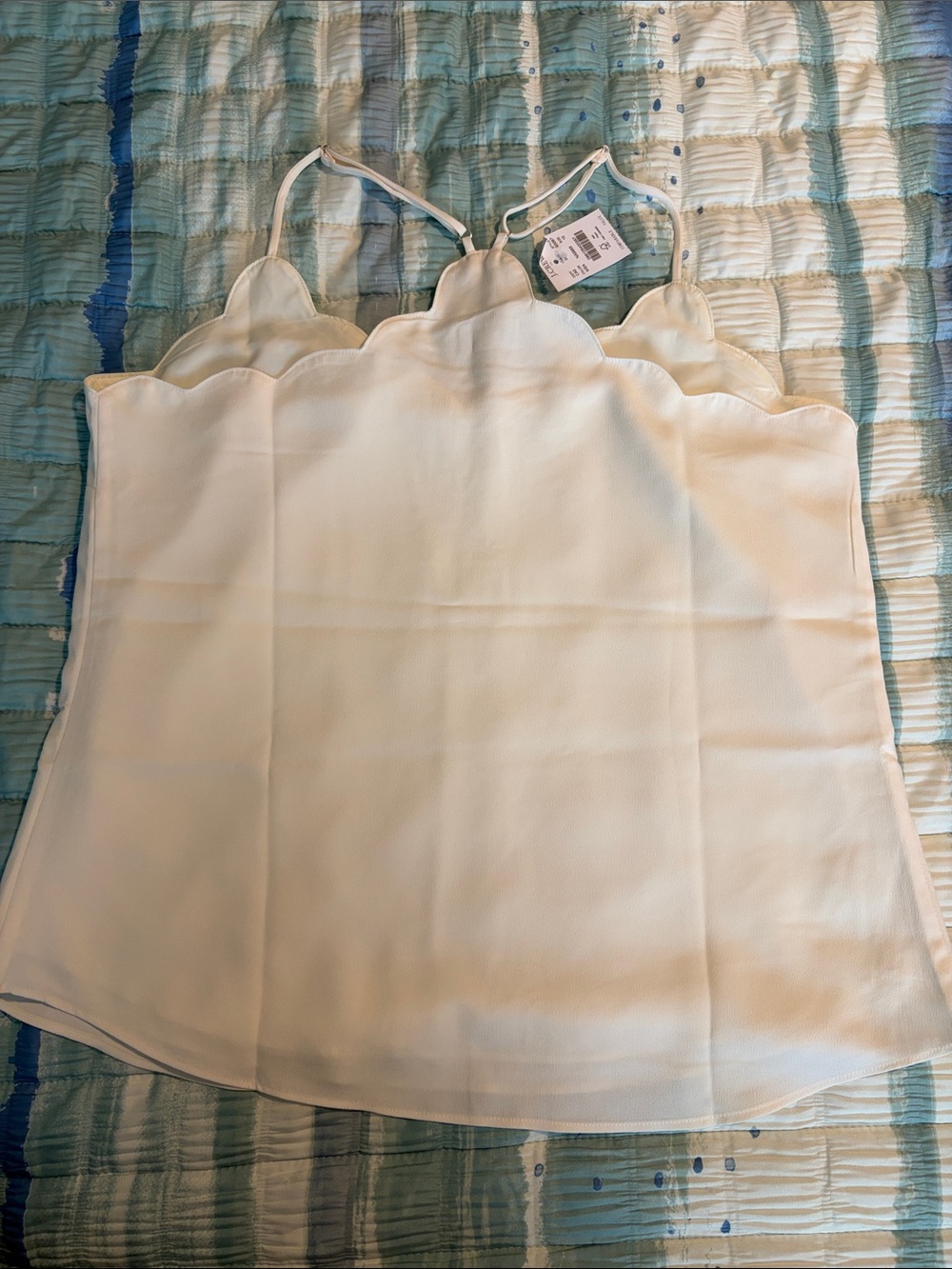 NWT: J. Crew Cream Scalloped Silk-Blend Cami - Picture 6 of 7